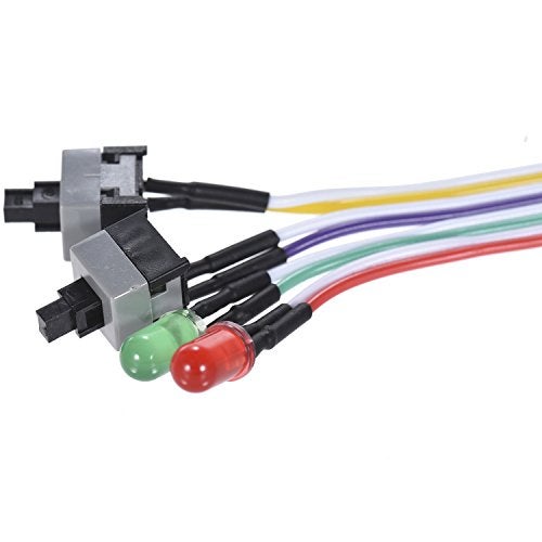 Warmstor 2 Pack Desktop Computer Case Motherboard On/Off/Reset/HDD Switch Power Cord PC Power Button Switch Power SW Cable ATX Case Front Bezel Wire with Red Green LED Indicator Light 2-Pin 27-inch - Image 4