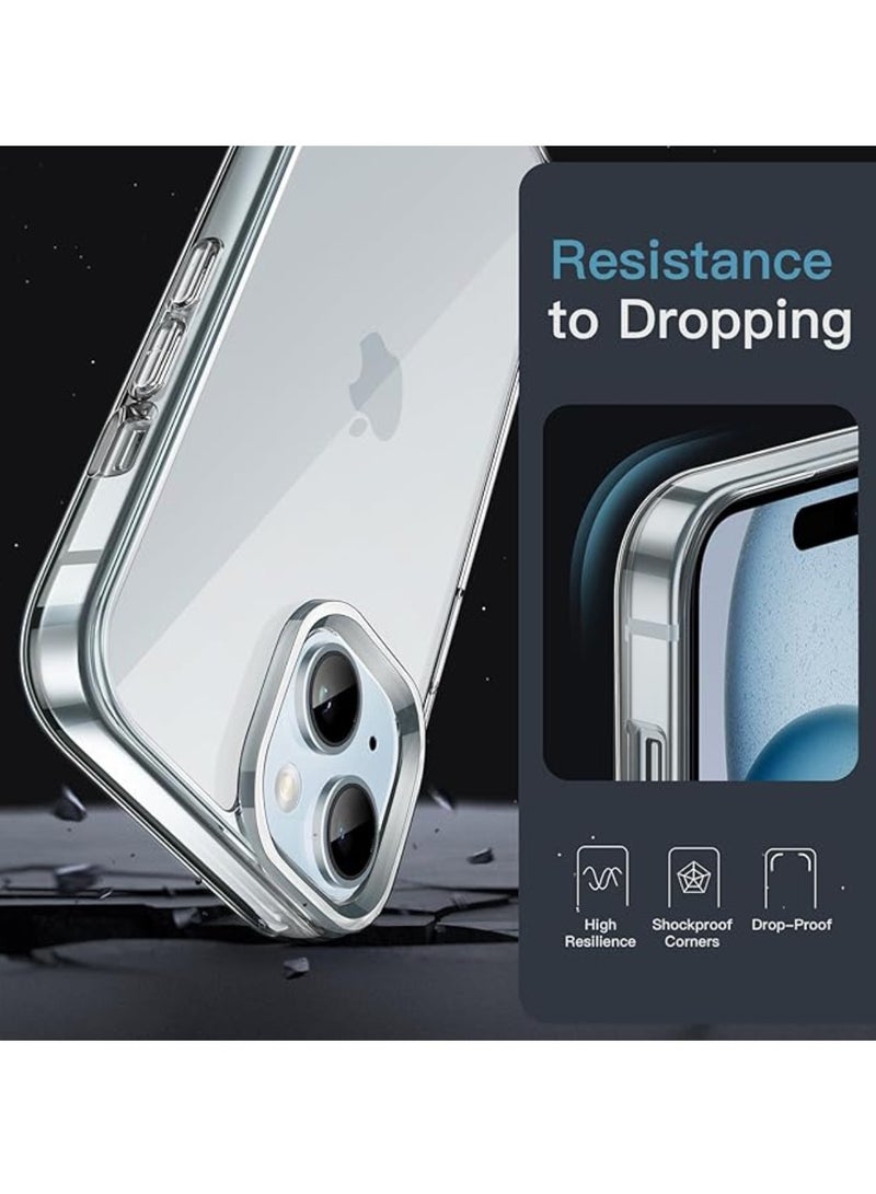 Crystal Clear Transparent Phone Case for Apple iPhone 15 Plus – Slim Ulta Thin Hard TPU Shockproof Cover, Anti-Yellowing Crystal Clear Protective Back Case with Camera Protection - Image 4