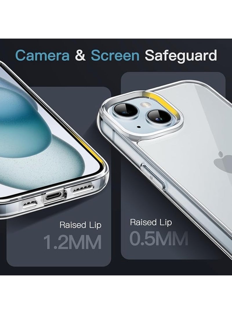 Crystal Clear Transparent Phone Case for Apple iPhone 15 Plus – Slim Ulta Thin Hard TPU Shockproof Cover, Anti-Yellowing Crystal Clear Protective Back Case with Camera Protection - Image 3