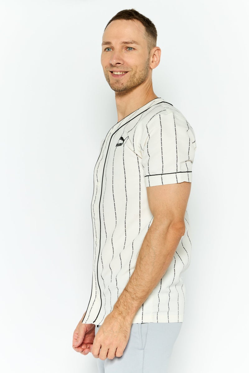 PUMA Men Sportswear Fit Short Sleeves Baseball Jersey, Beige  - Image 3