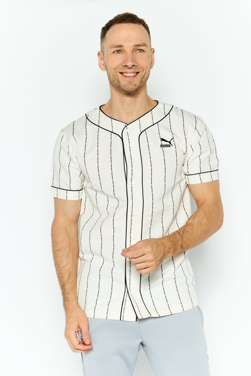 PUMA Men Sportswear Fit Short Sleeves Baseball Jersey, Beige  - Image 1