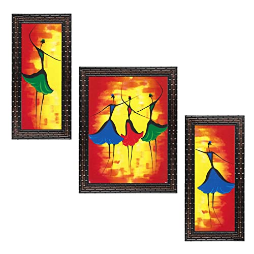 Indianara 3 Pc Set Of Still Life Paintings Without Glass 5.2 X 12.5, 9.5 X 12.5, 5.2 X 12.5 Inch (6 X 13, 10.2 X 13, 6 X 13 INCH, Copper Brown) - Image 1