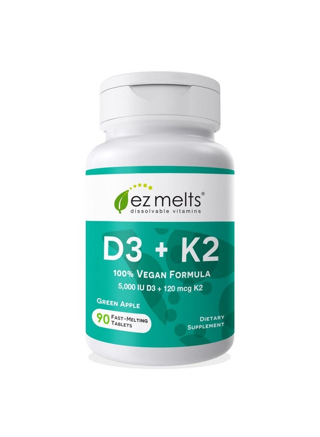 EZ Melts D3 K2 Vitamin 5000 Iu Dissolvable Tablets K2 D3 Vitamin Supplement 5000 Iu To Promote Healthy Calcium Absorption Vegan Vitamin D3 K2 Vitamin D3 With 120Mcg Of Vitamin K2 Mk790 Ct. - Image 2