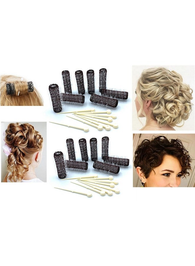 ALAZCO 16 pc Vintage Style Hair Roller Mini Small Brush Rollers Mesh Curlers Bristles 2"x 1/2" Flexible Locking Pins Small Curls Short Hair - Image 3