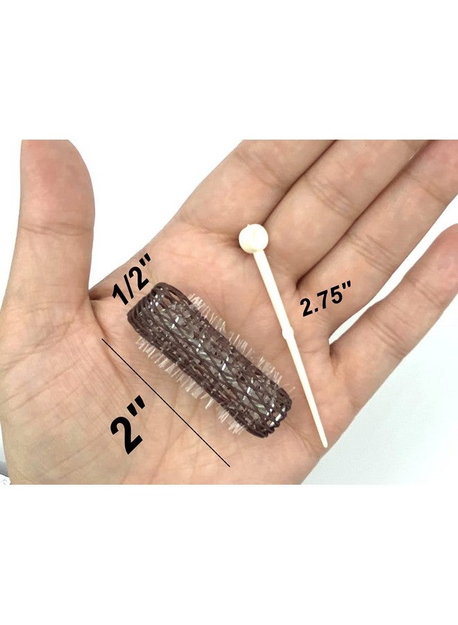 ALAZCO 16 pc Vintage Style Hair Roller Mini Small Brush Rollers Mesh Curlers Bristles 2"x 1/2" Flexible Locking Pins Small Curls Short Hair - Image 2