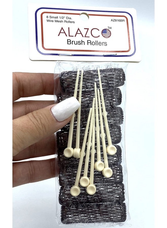 ALAZCO 16 pc Vintage Style Hair Roller Mini Small Brush Rollers Mesh Curlers Bristles 2"x 1/2" Flexible Locking Pins Small Curls Short Hair - Image 4