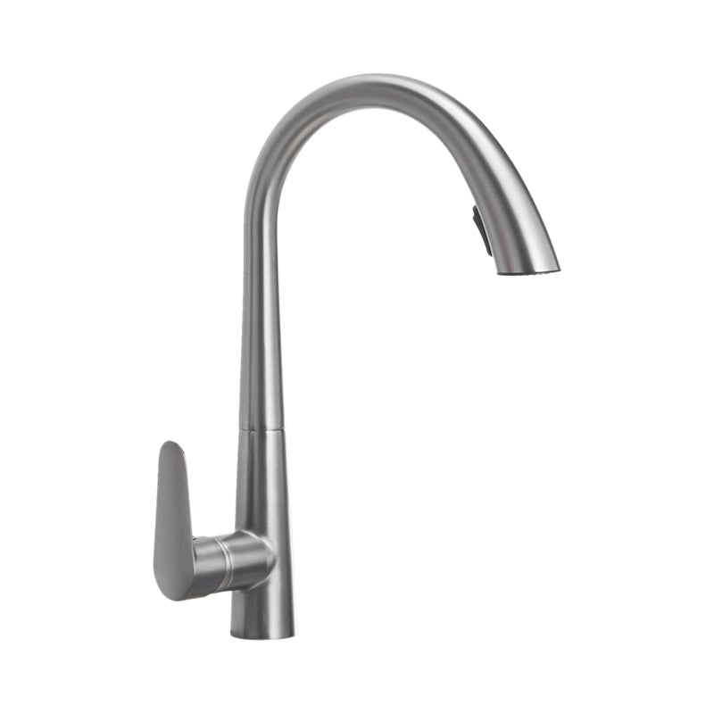 Pull Out Kitchen Faucet: Grey, 23.62Inch Pull-out Hose - Upgraded Integrated Cast Handle, Dual Spray Models, 360°Swivel, Leak-proof Ceramic Valve for Home Kitchen Sink - Image 1