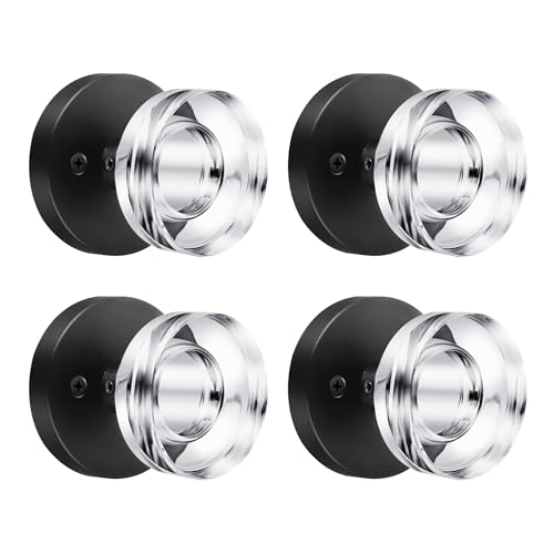 naubea 4 Pack Black Door Knob Dummy Door Knobs Crystal Door Knobs Interior Vintage Glass Door Knob Round Crystal Door Knob Matte Black Door Handle for Pantry Closet Bifold Door Knob - Image 1