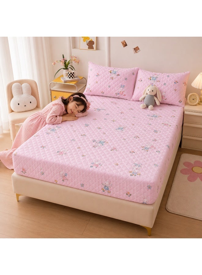 OLUDENIZ Waterproof Cotton Mattress Cover 90*200 cm – Soft, Quilted, and Breathable with 2 Pillowcases - Image 3