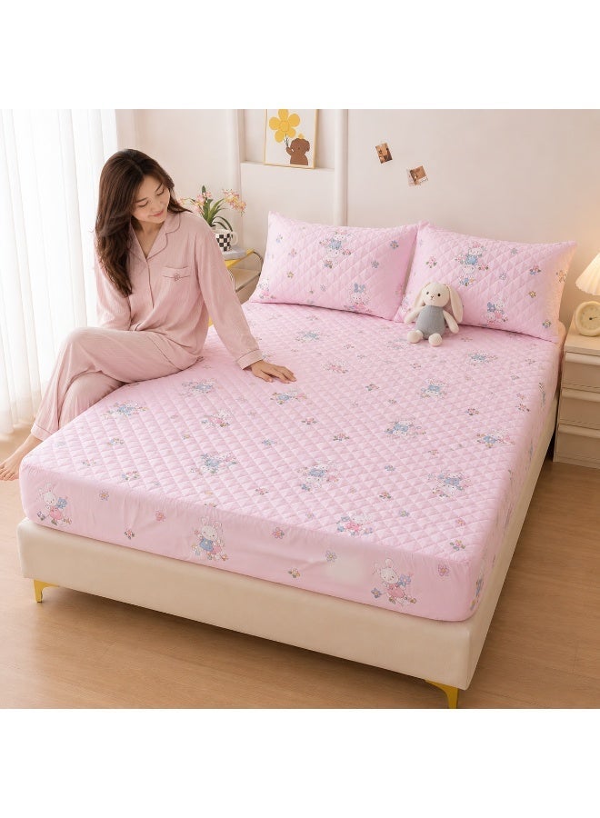 OLUDENIZ Waterproof Cotton Mattress Cover 90*200 cm – Soft, Quilted, and Breathable with 2 Pillowcases - Image 2