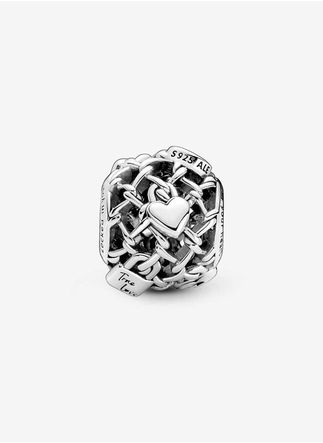 Chomel - 925 Sterling Silver Openwork Chain Link Padlock Charm for Pandora Moments Women's Bracelet 790071C00 - Image 1