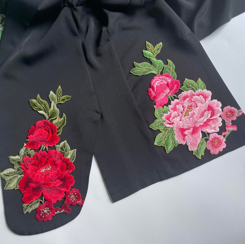 Buysk 1 Piece Sew on Embroidered Applique Floral Patches Beautiful Flower Patches for Sew on Clothes Jackets Hat DIY Decoration (Pink Peony) - Image 5