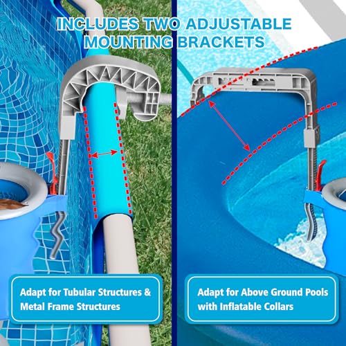 MUWOOB Above Ground Pool Skimmer with 5 Pool Skimmer Socks, Wall Mount Pool Surface Skimmer with Hose and Basket, Adjustable Floating Pool Filter, Automatically Cleans and Removes Pool Surfaces Leaves - Image 4