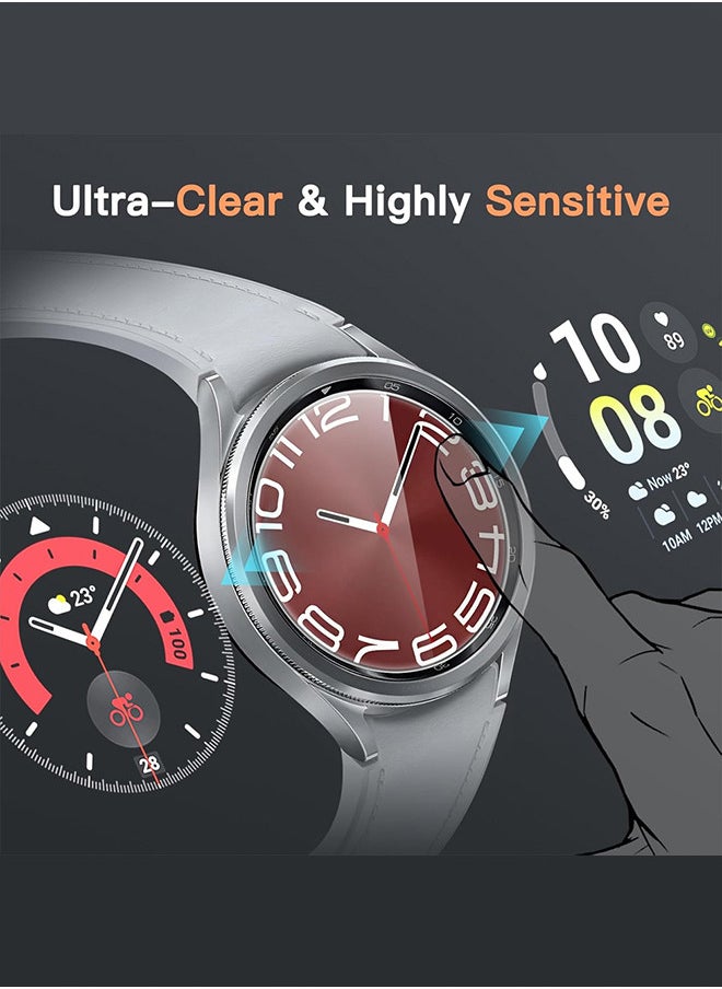 (for Samsung Galaxy Watch 6 Classic 47mm) 2 Pack Screen Protector Tempered Glass Anti-Scratch 9H Ultra-thin Screen Protector Protective Film Cover Accessories