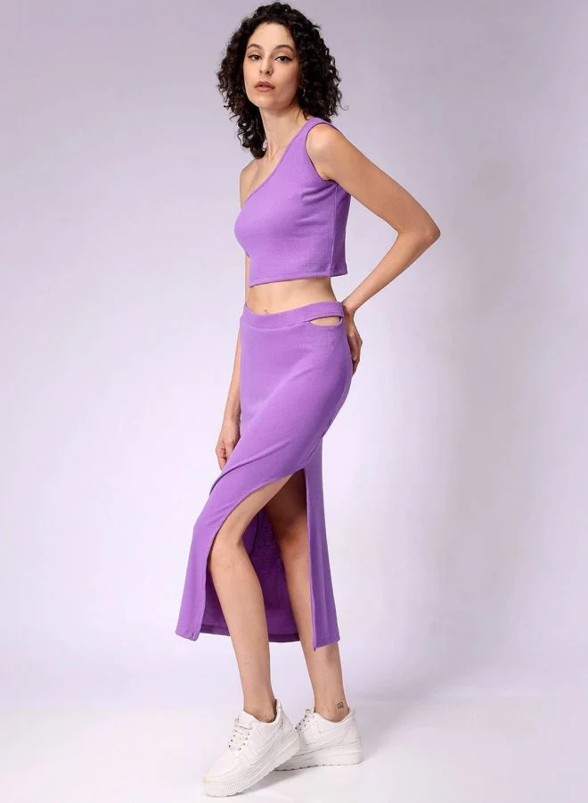 Freehand  Women Regular Fit Solid Sleeveless Mid Rise Top and Skirt Co-Ord Set  | Best Price UAE