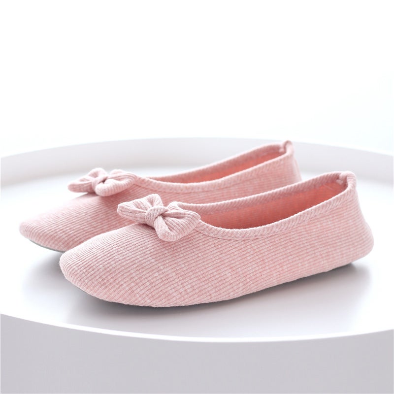 Summer Maternity Shoes Breathable Cotton Slippers Pink flower knot  - Image 1