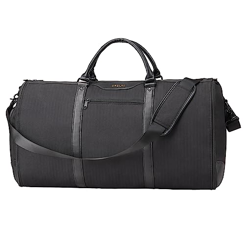 ZRSUN Garment Bag for Travel, Carry On Garment bag, Convertible Duffel Bag with Shoe Compartment, Perfect for Business Trips and Weekend Getaways, Black - Image 1