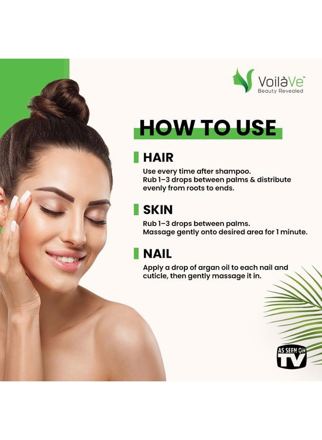 voilave زيت الأركان المغربي العضوي النقي من وزارة الزراعة الأمريكية للشعر والبشرة – 4 أونصات سائلة – معتمد من وزارة الزراعة الأمريكية وECOCERT، معصور على البارد، غير مكرر 100% زيت أركان نقي للبشرة والشعر والأظافر – زجاجة مضخة مريحة - Image 5