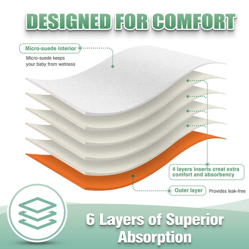 wegreeco Cloth Diapers 6 Pack with 6 Inserts & 1 Wet Bag, Washable Cloth Diapers for Babies, One Size Adjustable Reusable (Vibrant) - Image 4