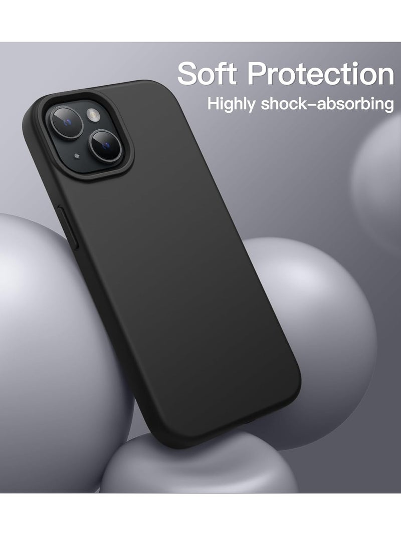 ESCASE - Magnetic Silicone Case for iPhone 14 Plus 6.7-Inch, Compatible with MagSafe,Silky-Soft Touch Full-Body Protective Phone Case, Shockproof Cover with Microfiber Lining Black - Image 1