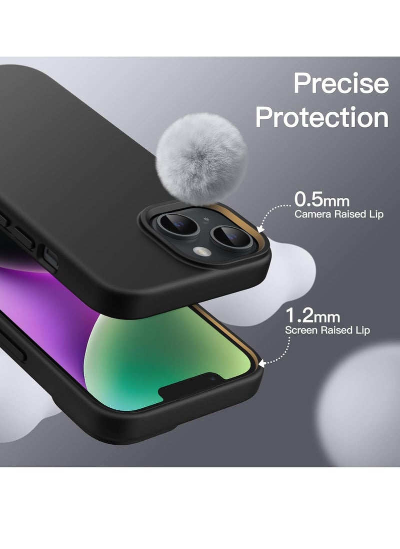 ESCASE - Magnetic Silicone Case for iPhone 14 Plus 6.7-Inch, Compatible with MagSafe,Silky-Soft Touch Full-Body Protective Phone Case, Shockproof Cover with Microfiber Lining Black - Image 1