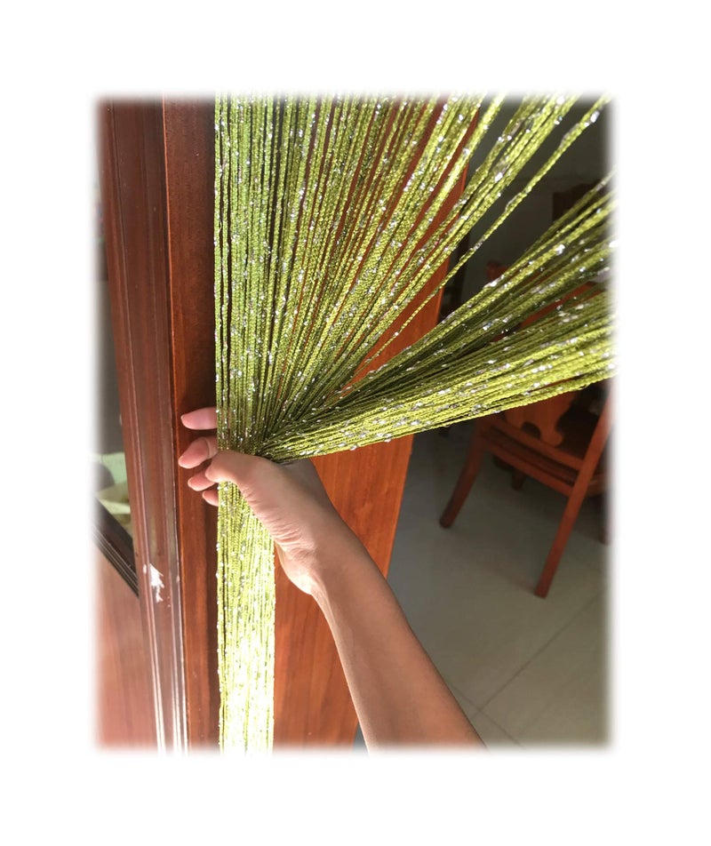 Eyotool 1x2 M Door String Curtain Rare Flat Thread Fringe Panel Room Divider Cute Strip Tassel for Wedding Coffee House Restaurant Parts