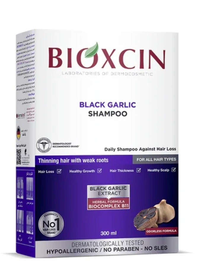 BIOXCIN - Black Garlic Shampoo For All Hair Types 300ml - Image 1