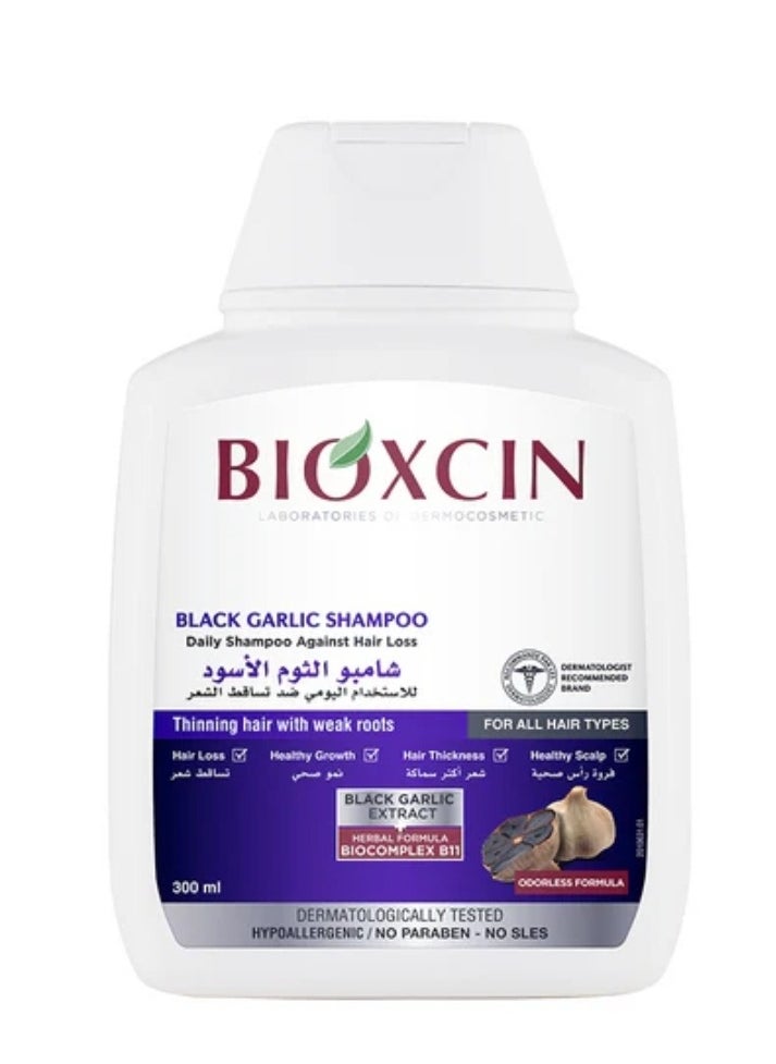 BIOXCIN - Black Garlic Shampoo For All Hair Types 300ml - Image 1
