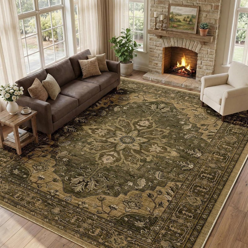 Persian Crystal Velvet Rug - Easy Care, Non-Slip, Foldable for Bedroom & Living Room - Image 1