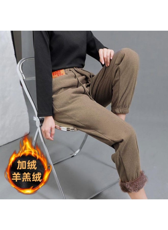 Plus Size 150kg Casual Pants Autumn And Winter New Women's Velvet Thickeneded Fashionable Harem Pants Casual Pants Spandex