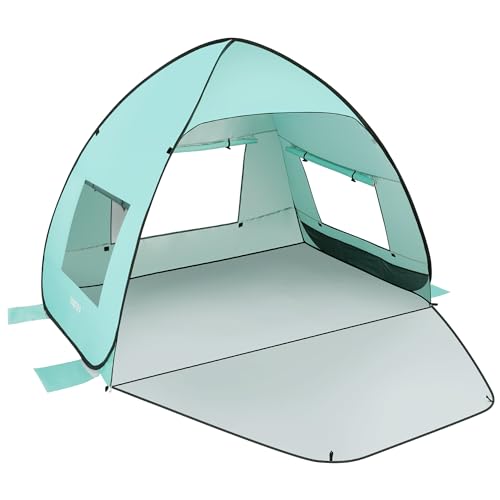 TOBTOS UPF 50+ Easy Pop Up Beach Tent 3-4 Person Sun Shelter Instant Automatic Beach Shade, Portable Sunshade with Extendable Floor (Mint Green) - Image 1