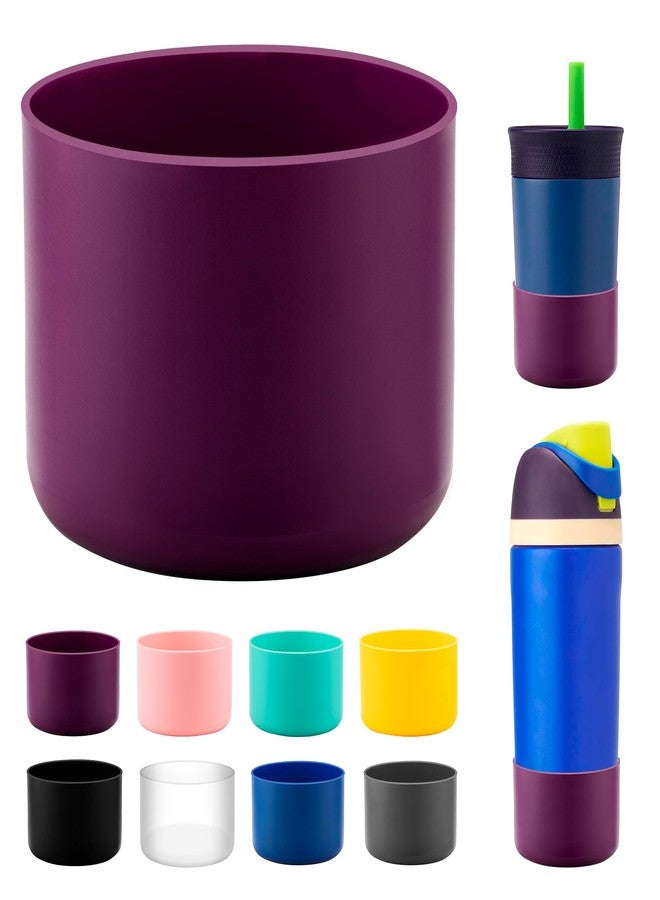 Bluwing Silicone Boot for Owala Kids Water Bottle 14/16 oz, Anti-Slip Protective Sleeve Bottom Protector for Owala Kids Tumbler 12oz, FreeSip 14/16oz(Eggplant Purple) - Image 1