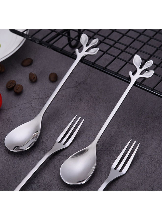 NIBEMINENT 8-Piece Fruit & Dessert Fork Spoon Set Silver - Image 5