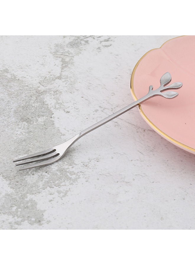 NIBEMINENT 8-Piece Fruit & Dessert Fork Spoon Set Silver - Image 2