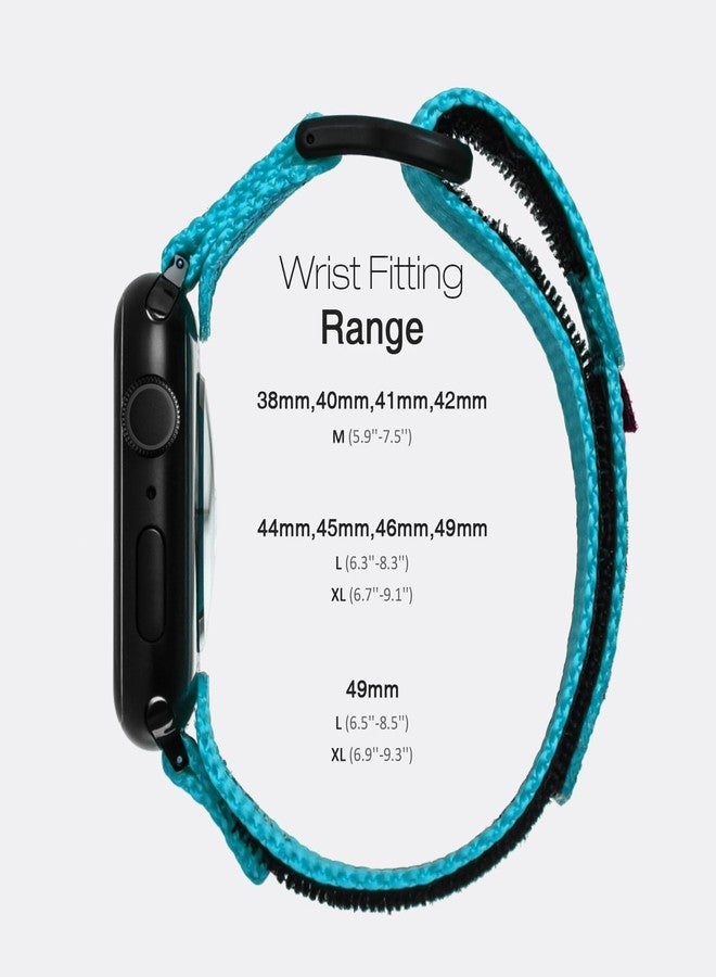 Nereides Compatible with Apple Watch Band Series 8/7/6/5/4/3/2/1/SE, Nylon Sport Band with Woven Design for 42mm/44mm/45mm, 38mm/40mm/41mm (42mm/44mm/45mm, L, Al Aqua) - Image 5
