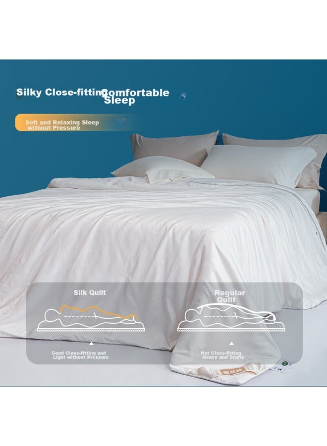 Peony, Antibacterial, 100% Mulberry Silk, All-Season Comforter, Approximately 3.2 Jin, 200*230Cm, White - Image 3