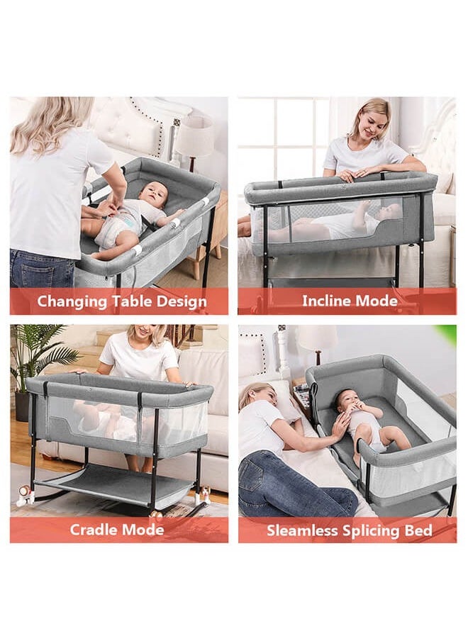 Riolio Baby Bassinets, 4 in 1 Portable Bassinet with Storage Basket for Newborns Infant  - Image 2