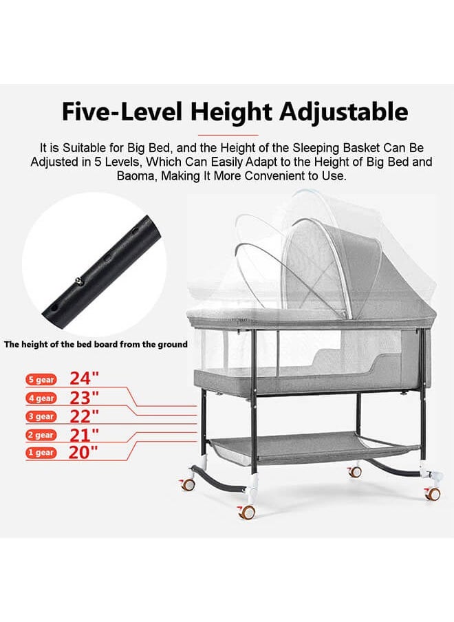 Riolio Baby Bassinets, 4 in 1 Portable Bassinet with Storage Basket for Newborns Infant  - Image 4
