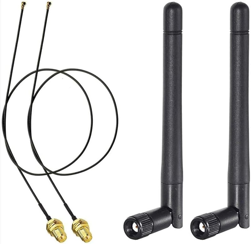 2PCS WiFi Antenna Adapter Set with 2.4G WiFi Module, IPEX to SMA Female Chassis, External Antenna Adapter, SMA Male Antenna