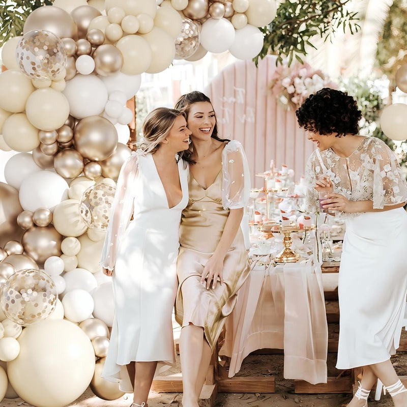 LANGASQUE White Sand Champagne Gold Balloon Arch Kit, 143Pcs Metallic Champagne Gold Neutral Balloons Garland Arch Kit Confetti Balloons for First Communion Anniversary Engagement Wedding Birthday Decorations - Image 5