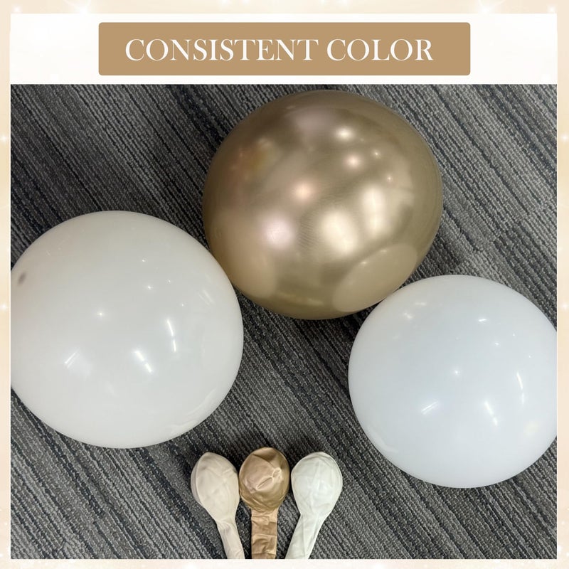 LANGASQUE White Sand Champagne Gold Balloon Arch Kit, 143Pcs Metallic Champagne Gold Neutral Balloons Garland Arch Kit Confetti Balloons for First Communion Anniversary Engagement Wedding Birthday Decorations - Image 3