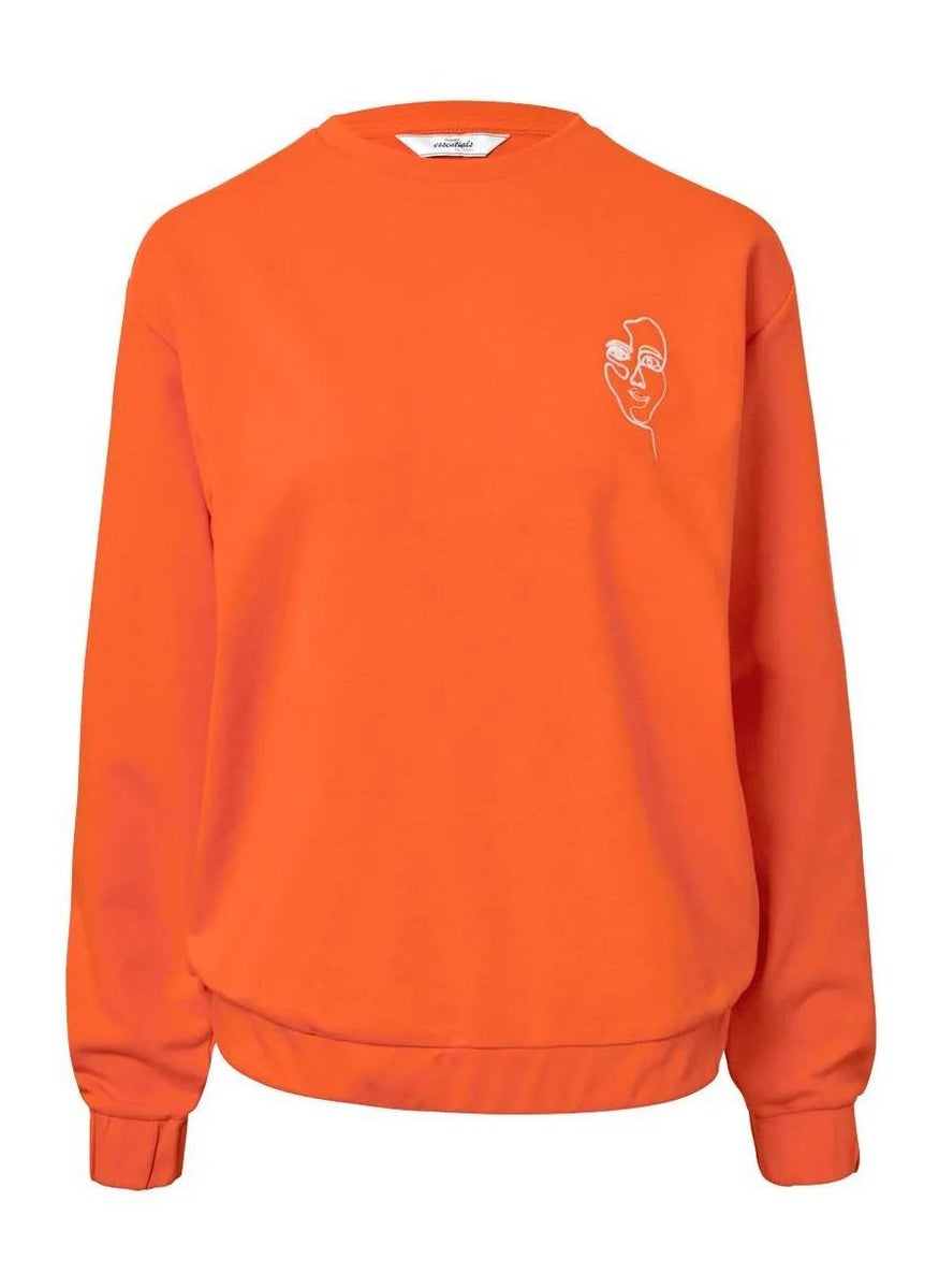 Tchibo - Women Round Neck Long Sleeves Embroidered Sweatshirt, Orange - Image 1