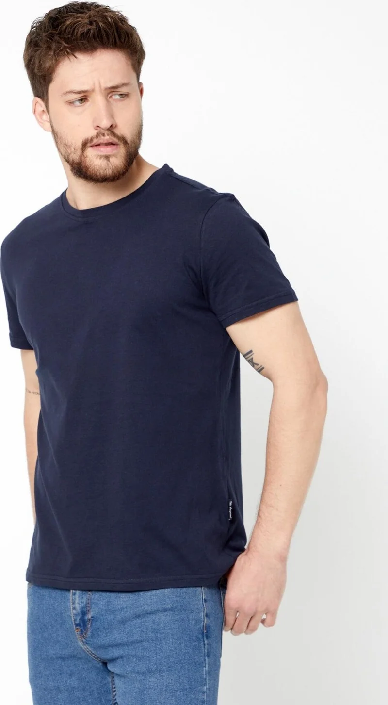 mmetalic Men's Multicolored T-Shirt Regular Fit Relaxed Cut Crew Neck 5-Piece Basic T-Shirt Pack
