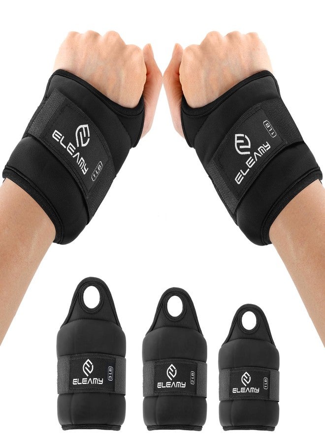 ELEAMY Wrist Weights with Thumb Loops Lock for Women & Men 1lb*2/2lbs*2/3lbs*2, Suitable for Walking, Running, Yoga, Aerobics，Wrist & Ankle Weights Strength Training (2LB x 2 Black) - Image 1