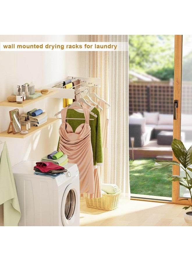 HOME CUBE 1 Pc Metal Rust Free Wall Mounting Foldable Laundry Clothes Drying Rack, Retractable, Folding Clothes Drying Rack, Clothes Drying Racks Stand Hidden Types Towel Holder - White - Image 3