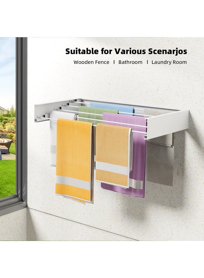 HOME CUBE 1 Pc Metal Rust Free Wall Mounting Foldable Laundry Clothes Drying Rack, Retractable, Folding Clothes Drying Rack, Clothes Drying Racks Stand Hidden Types Towel Holder - White - Image 4