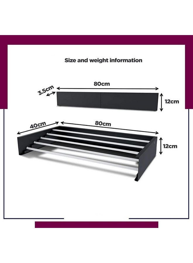 HOME CUBE 1 Pc Metal Rust Free Wall Mounting Foldable Laundry Clothes Drying Rack, Retractable, Folding Clothes Drying Rack, Clothes Drying Racks Stand Hidden Types Towel Holder - White - Image 5