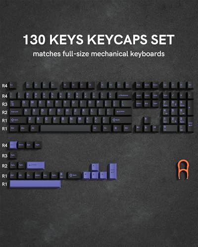 COSTOM Womier Double Shot PBT Keycaps Set 138 Keys, Cherry Profile Custom Keycaps 60 65 75 100 Percent for 61/64/68/84/87/100/104/108 Retro Gaming Mechanical Keyboard, Black Purple - Image 2
