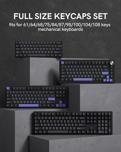 COSTOM Womier Double Shot PBT Keycaps Set 138 Keys, Cherry Profile Custom Keycaps 60 65 75 100 Percent for 61/64/68/84/87/100/104/108 Retro Gaming Mechanical Keyboard, Black Purple - Image 5