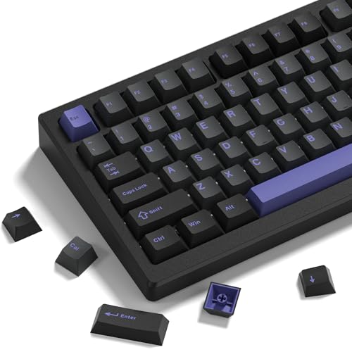 COSTOM Womier Double Shot PBT Keycaps Set 138 Keys, Cherry Profile Custom Keycaps 60 65 75 100 Percent for 61/64/68/84/87/100/104/108 Retro Gaming Mechanical Keyboard, Black Purple - Image 1